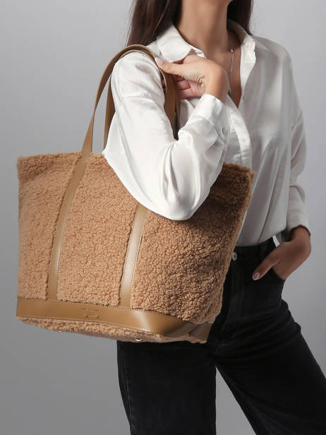 Schoudertas Le Cabas L Shearling En Leder Vanessa bruno Beige cabas 15V40409 ander zicht 1